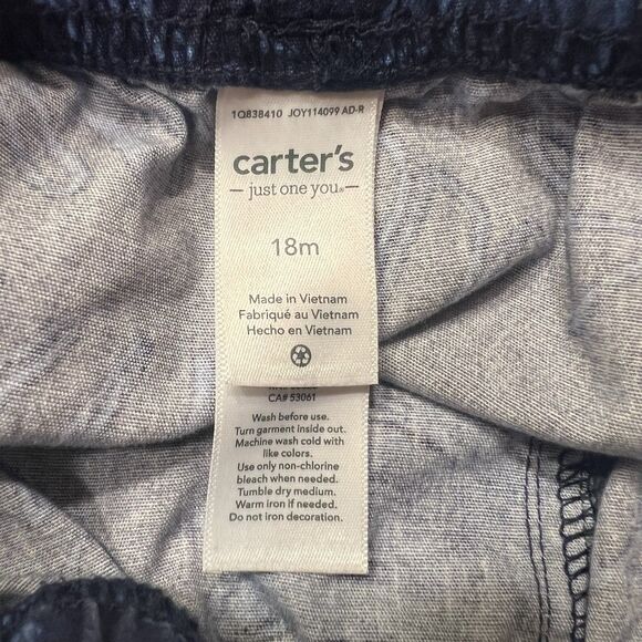 Carter's 18M Navy Leaf Shorts Just One You Toddler Boys Cotton Summer - Picture 3 of 5